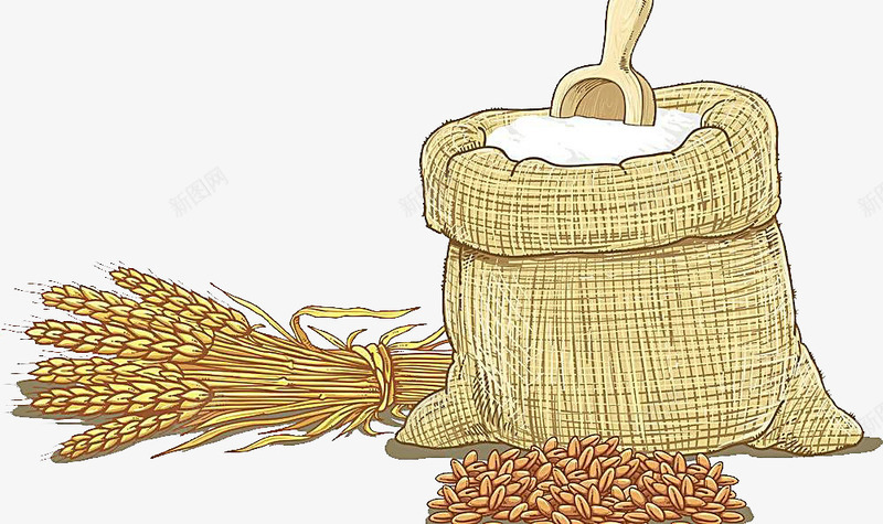 麦子手绘图png免抠素材_新图网 https://ixintu.com 小麦 面粉 麦子 麻袋