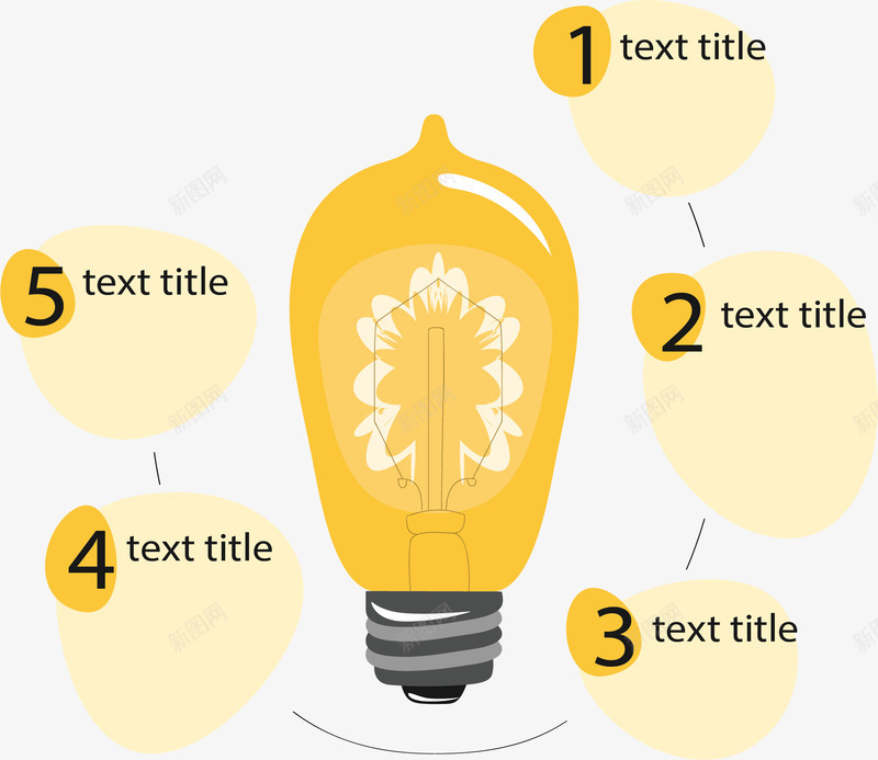 黄色灯泡流程图表矢量图ai免抠素材_新图网 https://ixintu.com 步骤图 流程图 灯泡 灯泡图表 矢量png 黄色灯泡 矢量图