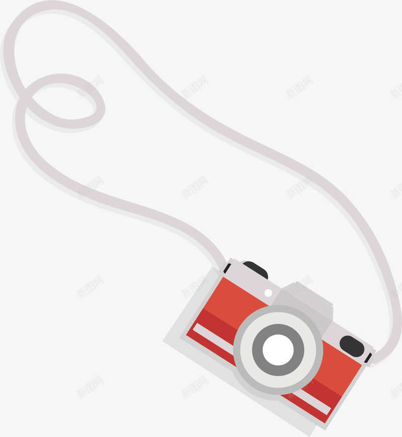 卡通相机png免抠素材_新图网 https://ixintu.com 一个 卡通 手绘 白色 相机 简图 红色 绳子