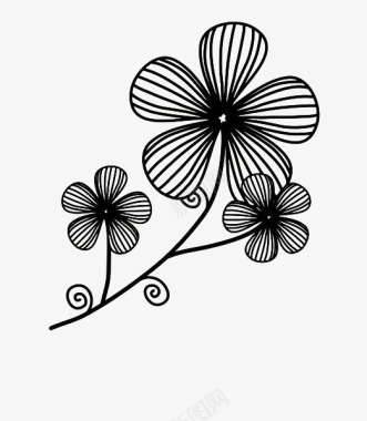 黑色线描花卉图标图标
