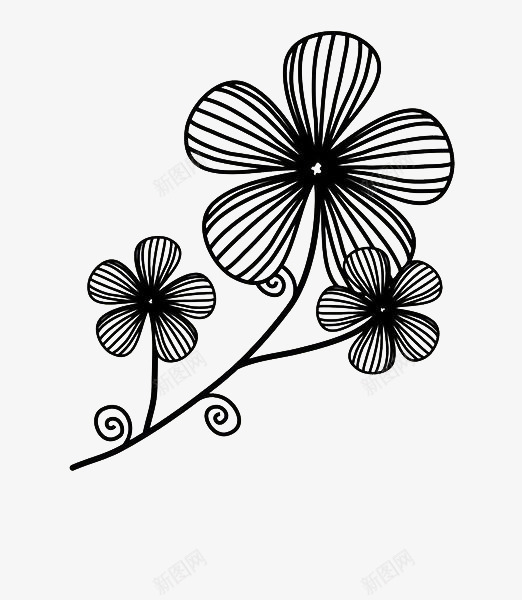 黑色线描花卉图标png_新图网 https://ixintu.com 植物 线描 线描花矢量图 线条手绘 花卉 黑色手绘