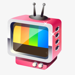 粉色质感卡通电视机儿童玩具矢量图素材