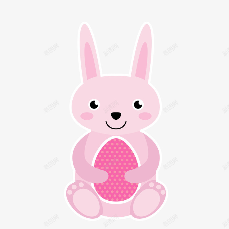 卡通抱着彩蛋的小兔子矢量图ai免抠素材_新图网 https://ixintu.com 动物设计 卡通 复活节 小兔子 粉红色 贴纸设计 矢量图