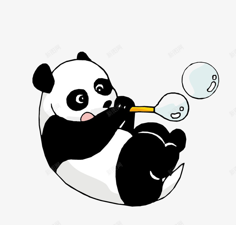 熊猫矢量图eps免抠素材_新图网 https://ixintu.com 可爱 吹泡泡 国宝 熊猫 矢量图