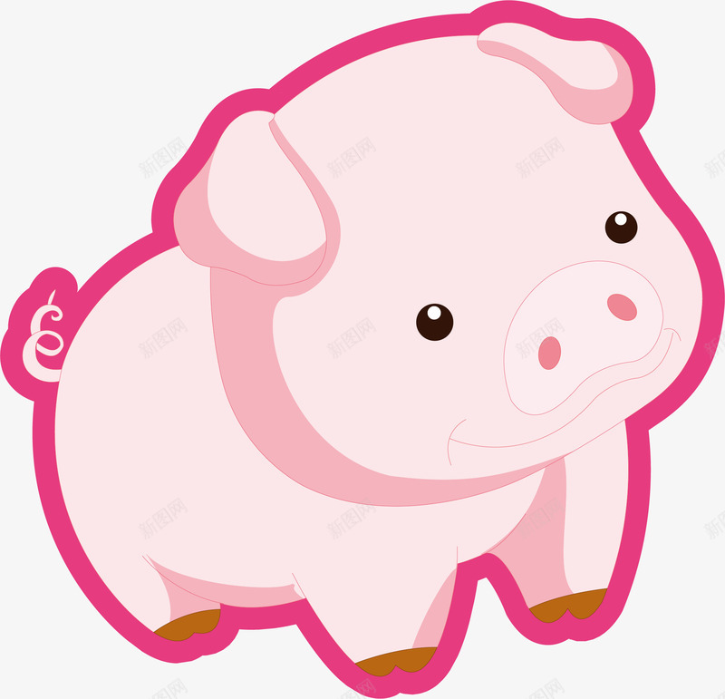粉色猪矢量图eps免抠素材_新图网 https://ixintu.com 可爱小猪 猪 粉色猪 矢量图