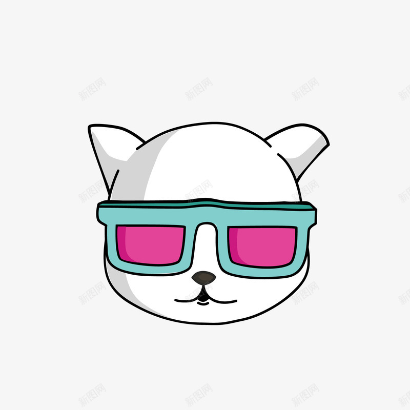 戴3D眼镜的猫咪矢量图eps免抠素材_新图网 https://ixintu.com 卡通 卡通可爱 可爱 可爱的猫咪 戴3D眼镜 猫咪 线条 黑色 矢量图
