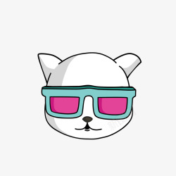 戴3D眼镜的猫咪矢量图素材