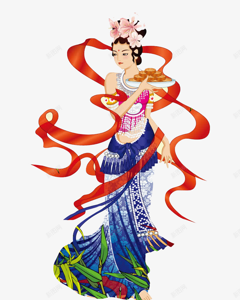 壁画png免抠素材_新图网 https://ixintu.com 中国风 古代 古典 古装 壁画 女 手绘 插画 美女