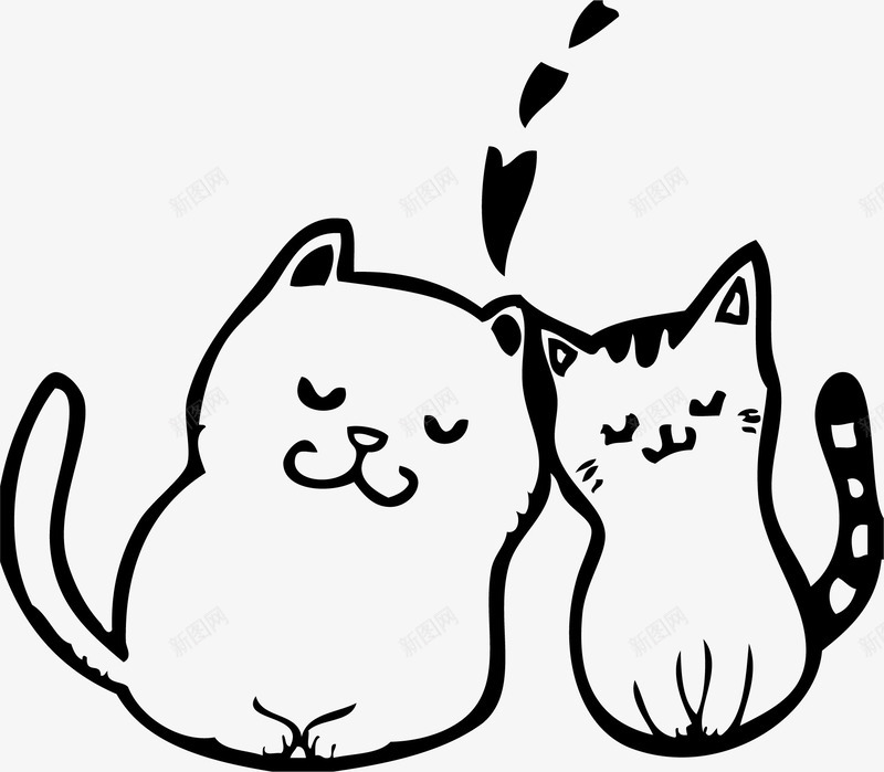 卡通可爱猫咪约会图标png_新图网 https://ixintu.com 动物 动物约会 卡通 可爱猫咪约会 手绘猫咪 温馨