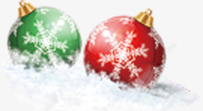 雪地里的圣诞球png免抠素材_新图网 https://ixintu.com 圣诞 圣诞球 球 红色 绿色 雪地里的圣诞球