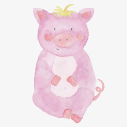 粉色手绘的小猪素材