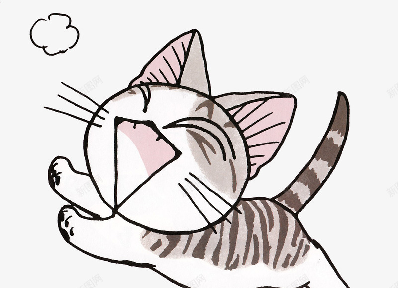 开心猫咪png免抠素材_新图网 https://ixintu.com 一只 云朵 卡通 手绘 猫咪 白色 简图 粉色