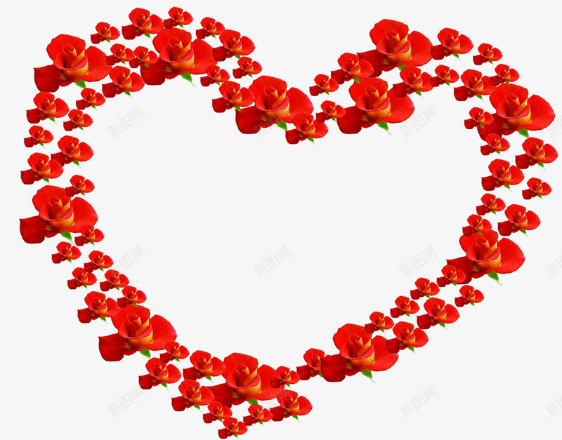 红色花朵爱心造型png免抠素材_新图网 https://ixintu.com 爱心 红色 花朵 设计 造型