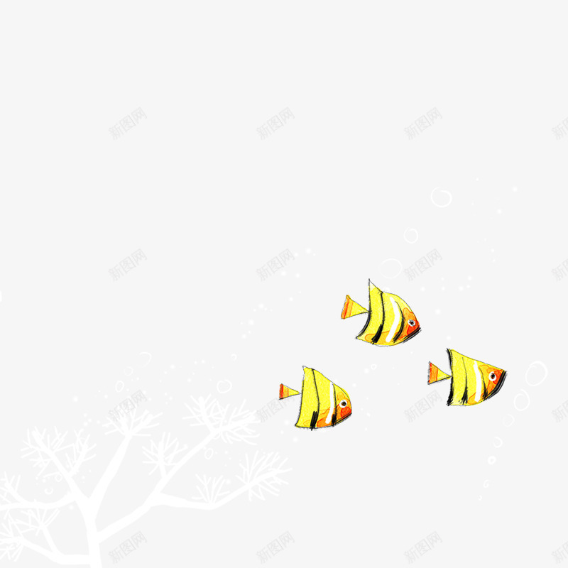 海洋中的小黄鱼背景png免抠素材_新图网 https://ixintu.com 大海 海洋 海洋树 鱼