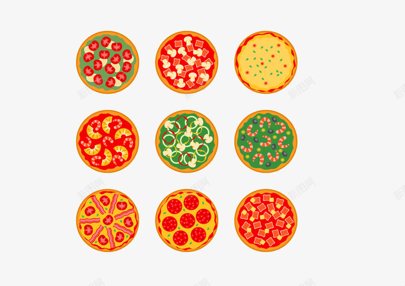 多种口味披萨psd免抠素材_新图网 https://ixintu.com 产品 创新 实物 新颖 素材
