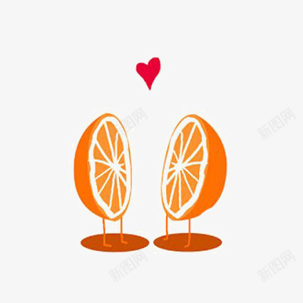 创意卡通橙子png免抠素材_新图网 https://ixintu.com 创意橙子 创意水果 橘色 橙子切片 橙子瓣 爱心