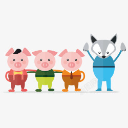 三只小猪着色三只小猪高清图片