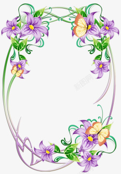 紫色花朵装饰边框素材