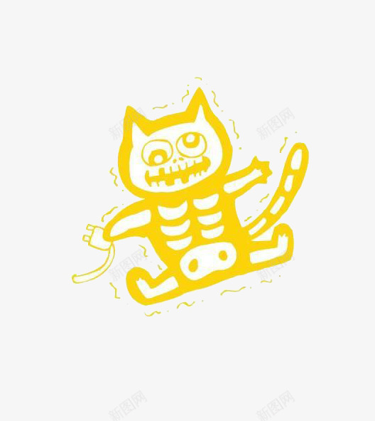 黄色的触电的猫咪png免抠素材_新图网 https://ixintu.com 卡通 猫咪 素材 触电 黄色