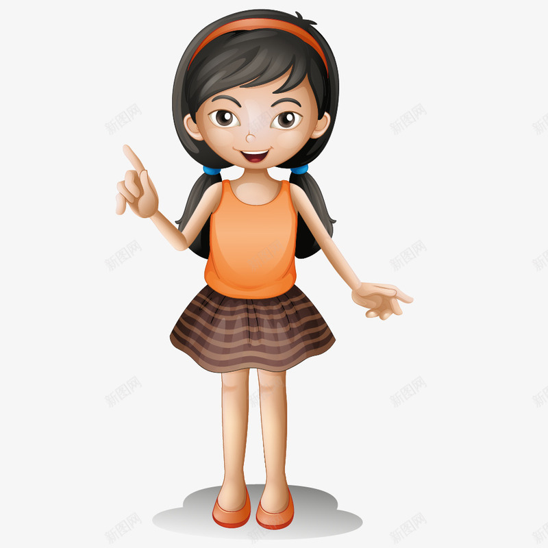 短裙女孩png免抠素材_新图网 https://ixintu.com JK制服 jk jk女生 一个 卡通 女孩 手绘 棕色 橘色 水手服 短裙 简图