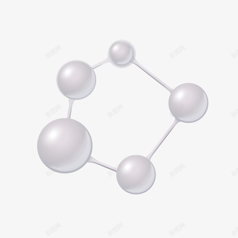 白色圆球形元素结构形式png免抠素材_新图网 https://ixintu.com 元素结构 圆球形 白色