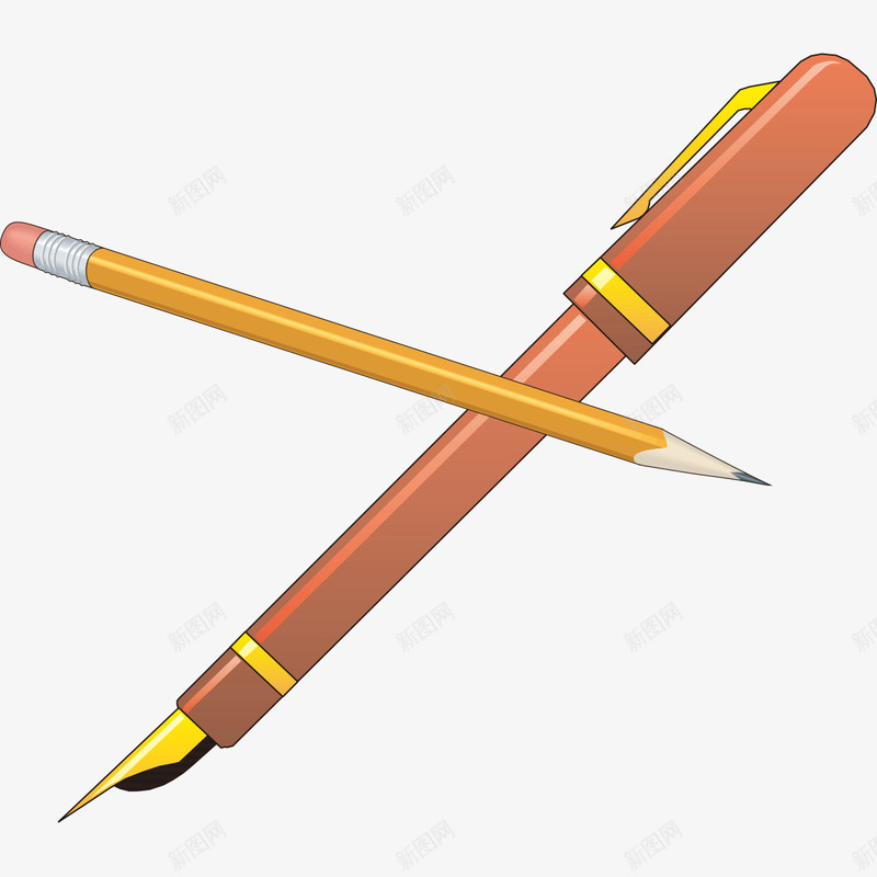 卡通铅笔钢笔png免抠素材_新图网 https://ixintu.com 卡通 卡通铅笔钢笔 钢笔 铅笔