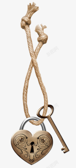 绳子金锁钥匙素材