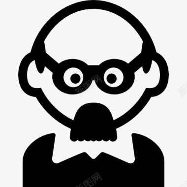男人秃顶小圆形眼镜和胡子图标图标
