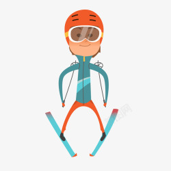 卡通微笑滑雪的人物矢量图素材