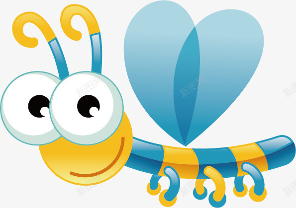 可爱卡通昆虫png免抠素材_新图网 https://ixintu.com 动物 卡通 可爱 大眼睛 昆虫 蜻蜓