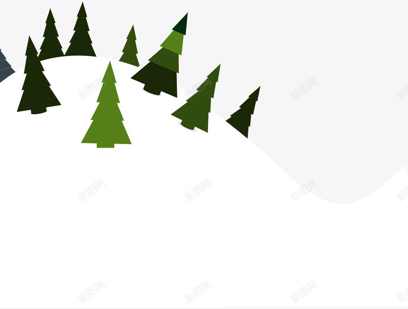 白色雪地和圣诞元素png免抠素材_新图网 https://ixintu.com 剪影 绿色树