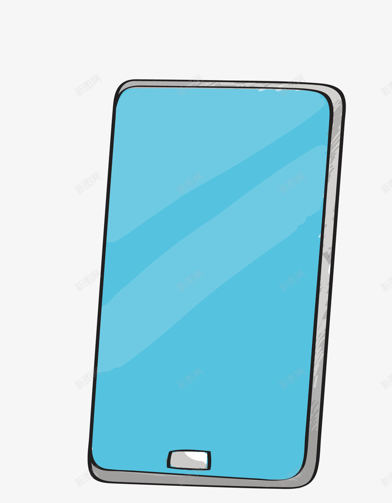 蓝色线型手机图案图标png_新图网 https://ixintu.com 卡通手绘 图案图标 手机描边 手机线描 线型手机