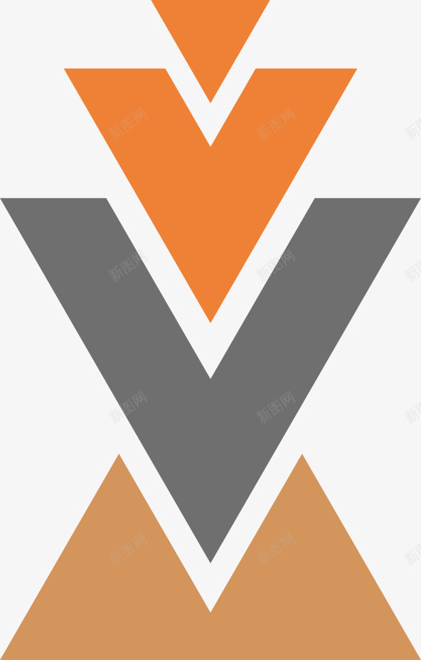 v字形状图标png_新图网 https://ixintu.com LOGO v字 图标 橘色