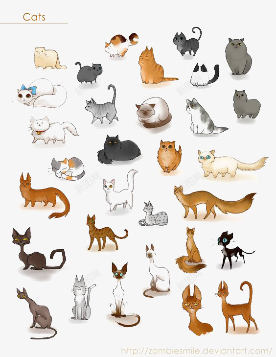 猫咪png免抠素材_新图网 https://ixintu.com 动物 卡通 宠物 平铺 手绘 猫咪