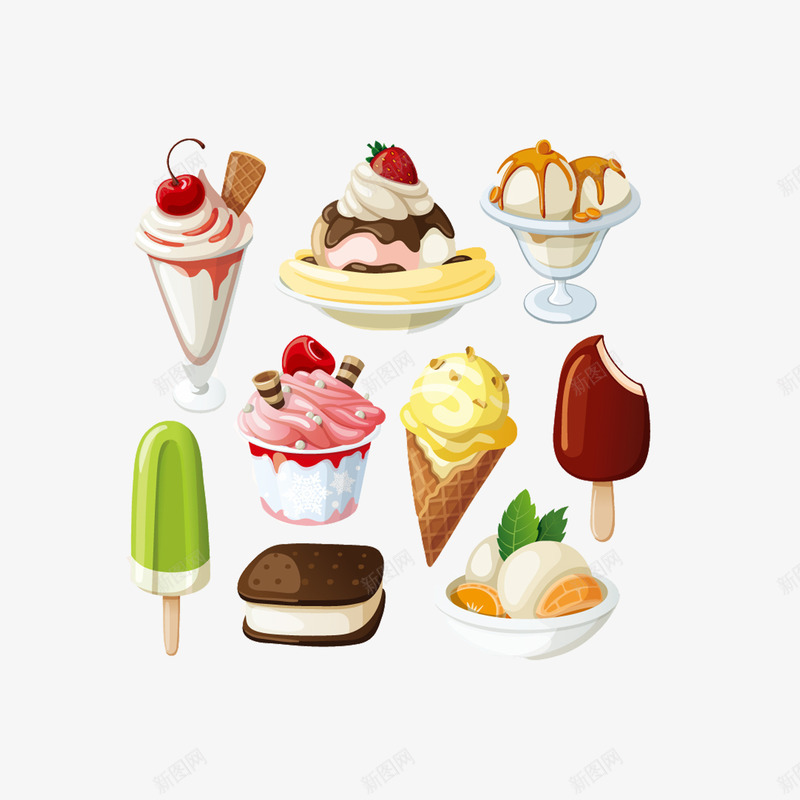卡通美味冰淇淋雪糕psd免抠素材_新图网 https://ixintu.com 冰淇淋 冷饮 甜品 雪糕