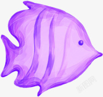 手绘紫色梦幻艺术热带鱼造型素材