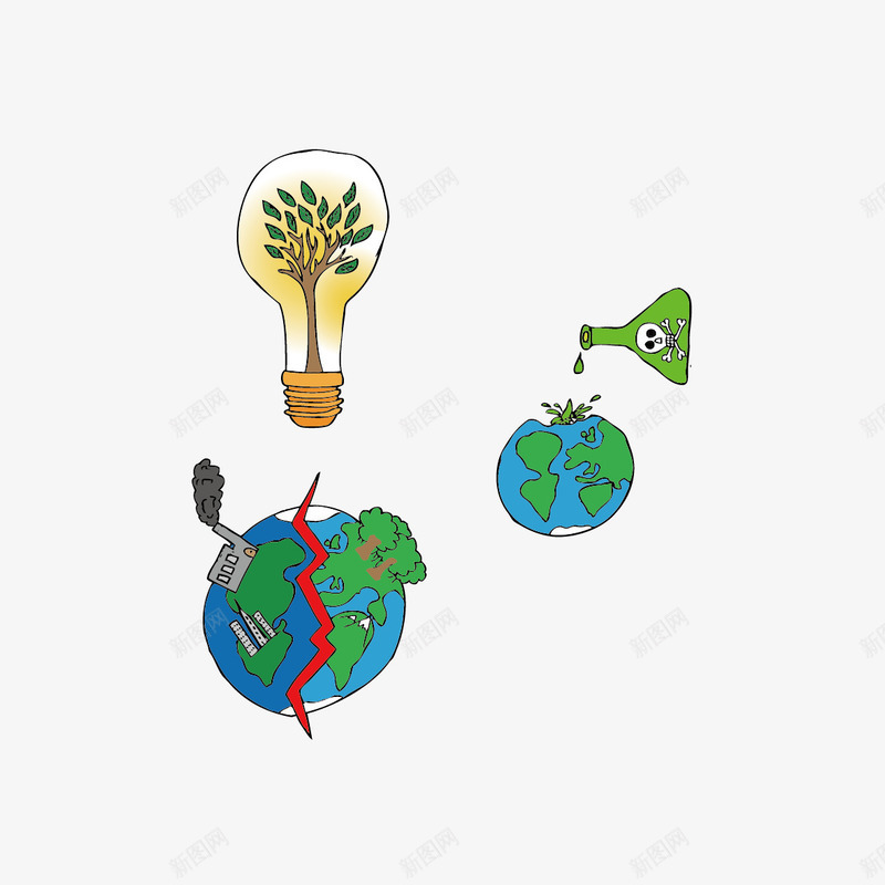 节约环保png免抠素材_新图网 https://ixintu.com 地球 灯泡 爱护地球 绿色家园 节约环保