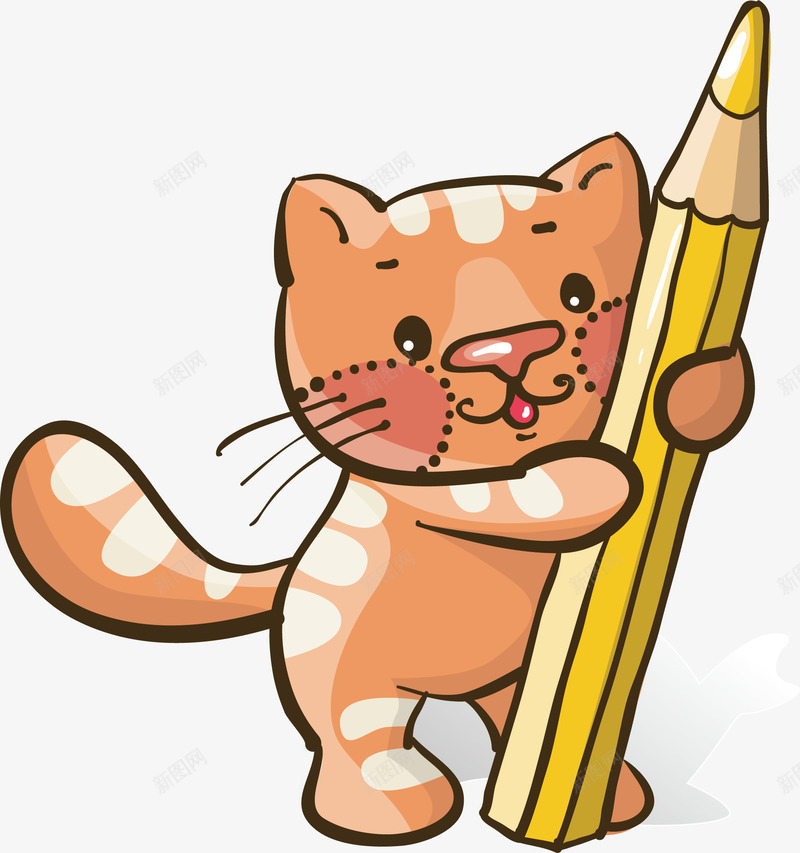 卡通猫与铅笔矢量图ai免抠素材_新图网 https://ixintu.com 卡通 可爱 猫 猫咪 铅笔 矢量图