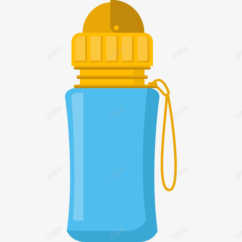 蓝色的喝水杯png免抠素材_新图网 https://ixintu.com 卡通 喝水杯 手绘 盖子 简图 绳子 蓝色的 黄色的