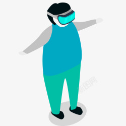 工地VR体验馆VR技术体验插画矢量图高清图片