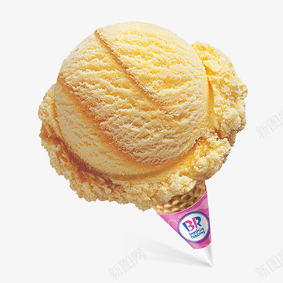 黄色冰淇淋蛋卷球形png免抠素材_新图网 https://ixintu.com 冰淇淋 球形 黄色