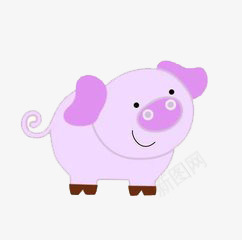 卡通小猪png免抠素材_新图网 https://ixintu.com 动物 卡通 可爱 小猪 紫色 表情
