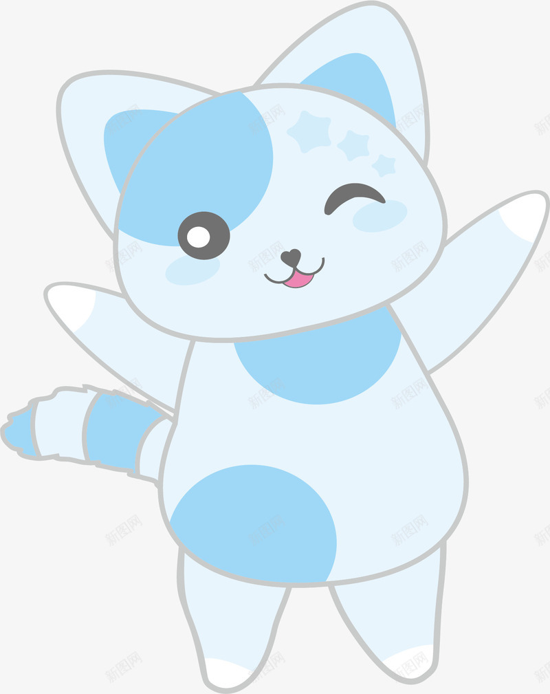 打招呼的蓝色猫咪png免抠素材_新图网 https://ixintu.com 卡通礼貌 可爱猫咪 国际儿童节 打招呼 蓝色猫咪