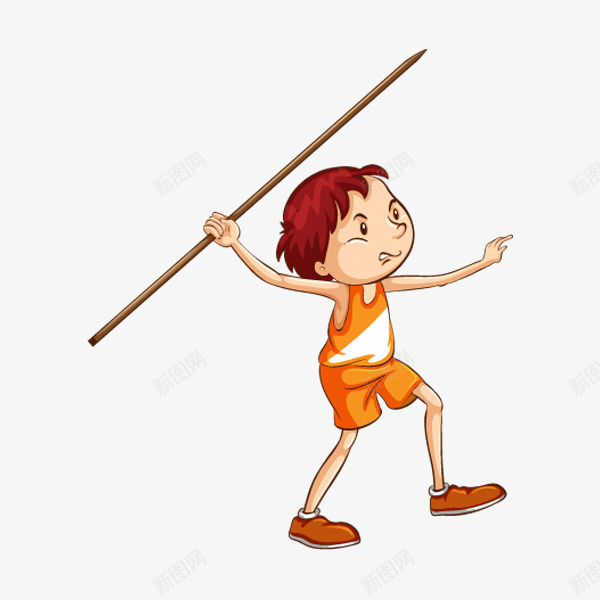 掷标枪的男孩png免抠素材_新图网 https://ixintu.com 卡通 帅气的 掷标枪 插图 橘色的 男孩 运动员