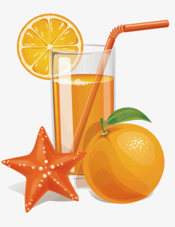 橘黄色的装饰品一杯饮料矢量图高清图片