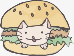 制作汉堡的肉饼猫咪汉堡高清图片