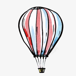 热气球绳子彩色手绘圆弧热气球元素矢量图高清图片