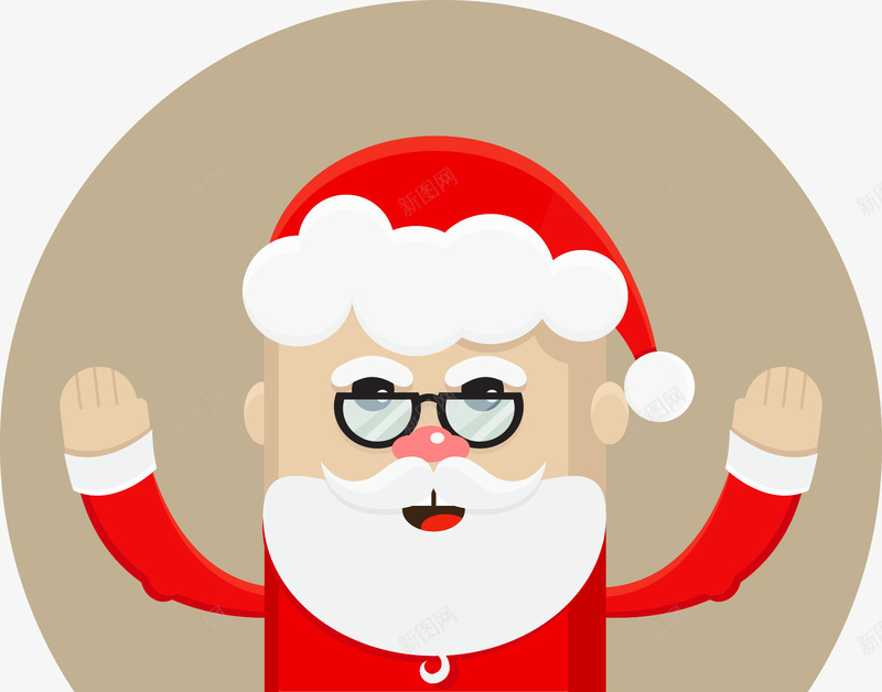 卡通圣诞老人矢量图ai免抠素材_新图网 https://ixintu.com 圣诞帽 白胡子 眼镜 矢量图