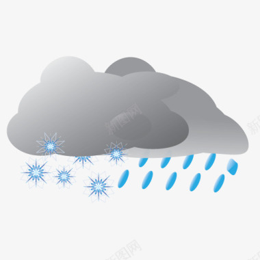 雨夹雪天气灰色天气图标图标