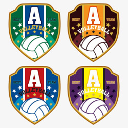 排球英文背景排球运动徽章高清图片